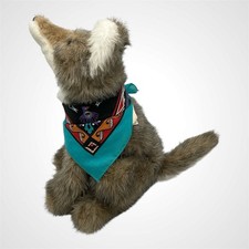 Vintage Kathy's Kreations Howling Wolf Coyote 17" Plush Bandana USA
