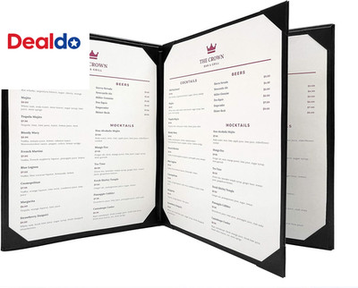 Columbia Casebound Menu Covers   5-Pack, Black Premium Faux Leather Restaurant M