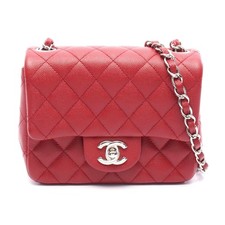 Chanel Mini Matelasse Leather Shoulder Bag Women Red One Size