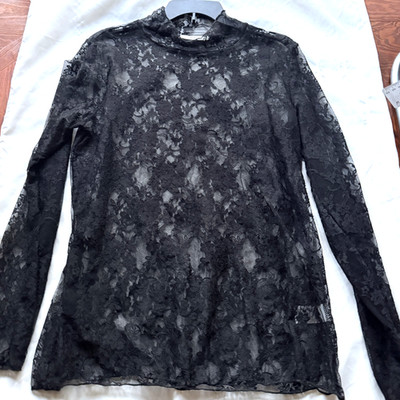 JADE by JANE Black Sexy Sheer Mesh Mock Neck Top - XL
