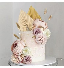 32 PCS Boho Cake Decorations, Floral Cake Decorations - Dried Flowers for Cake