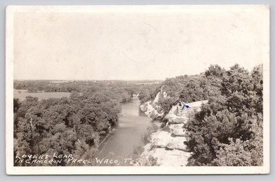 Waco Texas, Lovers Leap in Cameron Park TX Postcard 1944 RPPC 