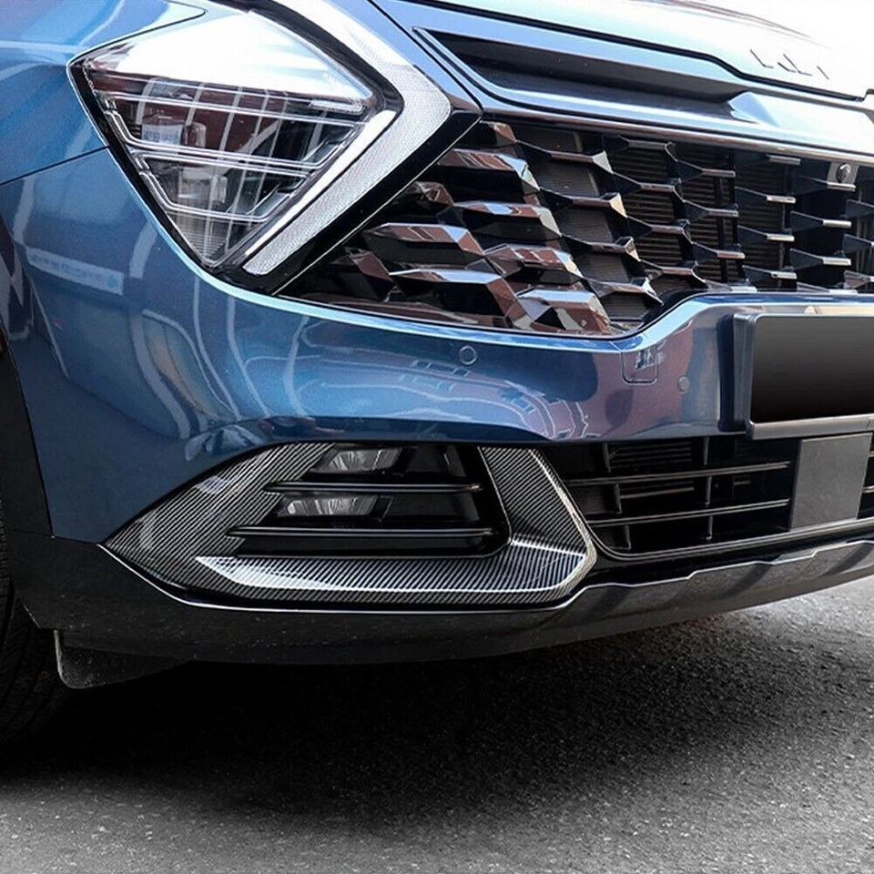 For Kia Sportage 2023-25 Carbon Fiber Front Bumper Grille Trim Fog Light Cover Foto 4 de 4