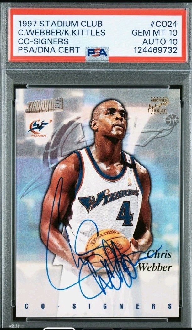 Chris Webber New Jersey Nets 1997-98 Stadium Club Co-Signers /Kittles CO24 PSA 10 AUTO 10 POP 1 