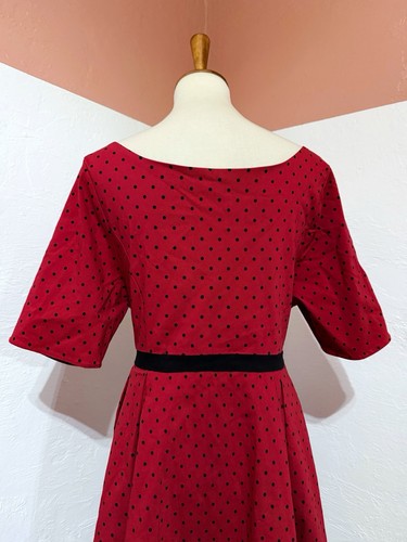 NWT Retro Chic Torrid Polka Dot Pinup Rockabilly Swing Red Midi Belted Dress 18 - Picture 5 of 8