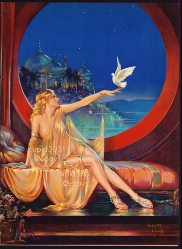 1925 ANTIQUE HENRY CLIVE "SULTANA" PINUP GIRL POSTER PRINT CALENDAR FANTASY ART