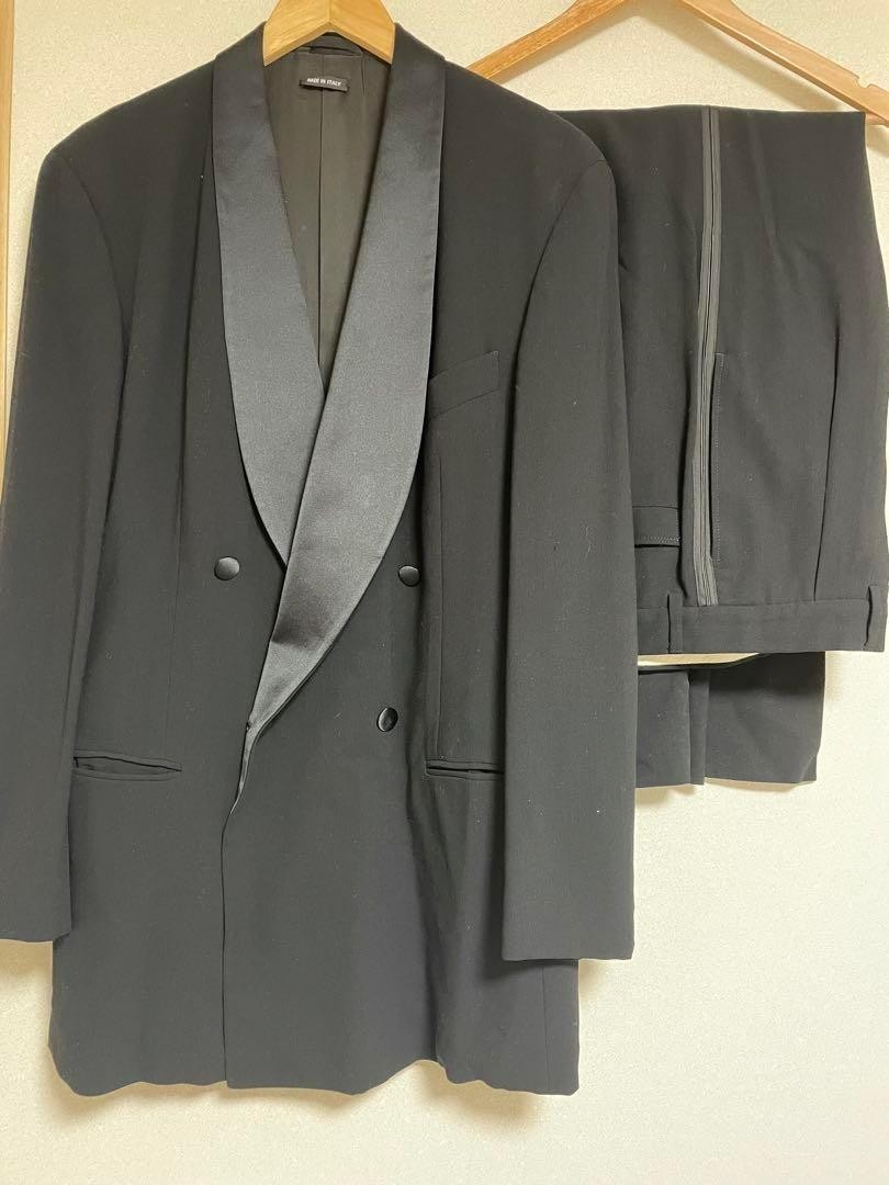 Giorgio Armani Black Wool Slim Fit Tuxedo Suit Size 46 Preowned