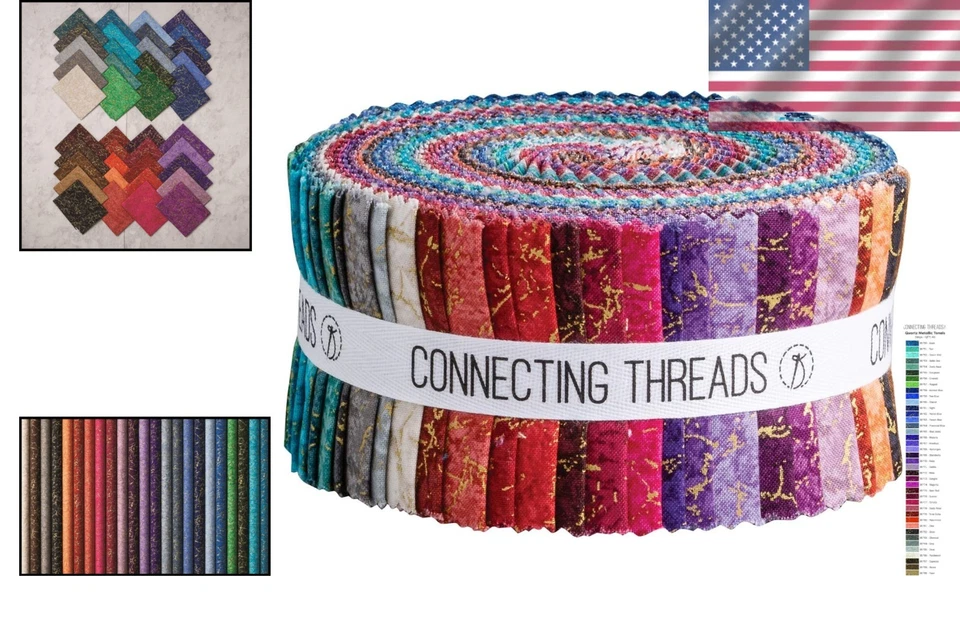 Exclusive Quartz-Inspired Precut Fabric Bundle with Golden Metallic Accents - Image 2 of 4