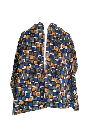 Bijou Brigitte Silk Scarf Colorful Geometric Square Print Multicolor Seta#A120