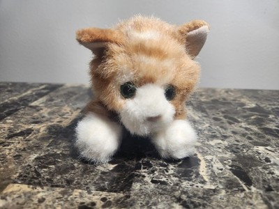 Russ Berrie DEMPSEY Laying Orange Tabby Striped 10  Cat Plush Toy Green Eyes