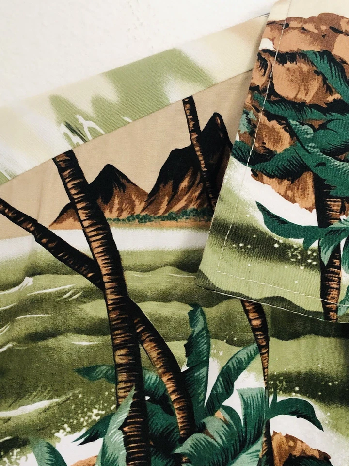 Vtg Aloha Republic Mens L Made in USA Palm Tree Hawaiian Shirt Tropical Cotton - Image 4 of 4