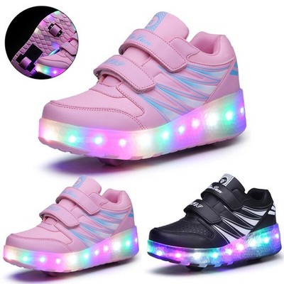 LED Jungen & Mädchen Schlittschuhe Schuhe Kinder Flash Rollschuhe Turnschuhe