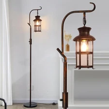 Vintage Dimmable Floor Lamp,Classical Lanterns Standing Lamp, Rustic Farmhous...