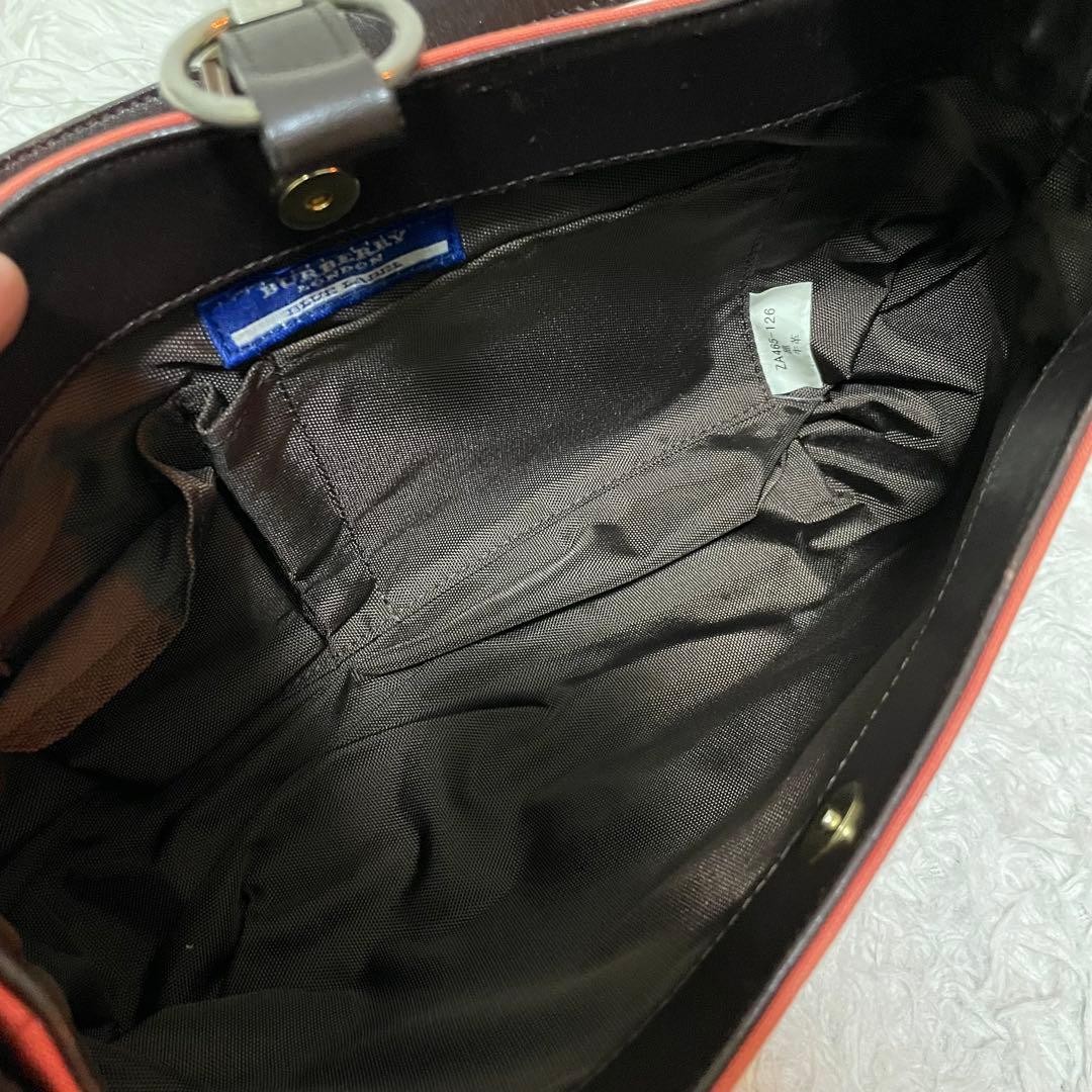 Burberry Blue Label One Shoulder Hobo Bag Red Leather Horse Logo Silver New thumbnail 9