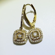 Sterling Silver 925 Vermeil CZ Drop/Dangle Earring Pierced