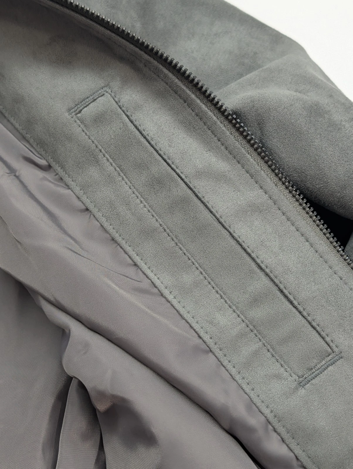 Banana Republic Mens Vegan Faux Suede Bomber Jacket Charcoal Gray Medium - product detail image 13