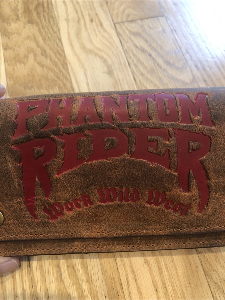 Handmade Phantom Rider leather wallet, Long bifold wallet, Biker chain ...