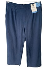 Member's Mark Wide Leg Trousers Blue Soft Knit Zipper Women's Size L NWT