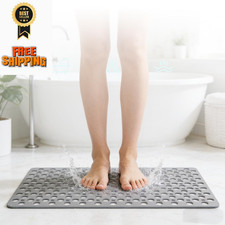 TONBELYCH Non Slip Bath Mat for Shower  30" x 17" Rectangular , Gray