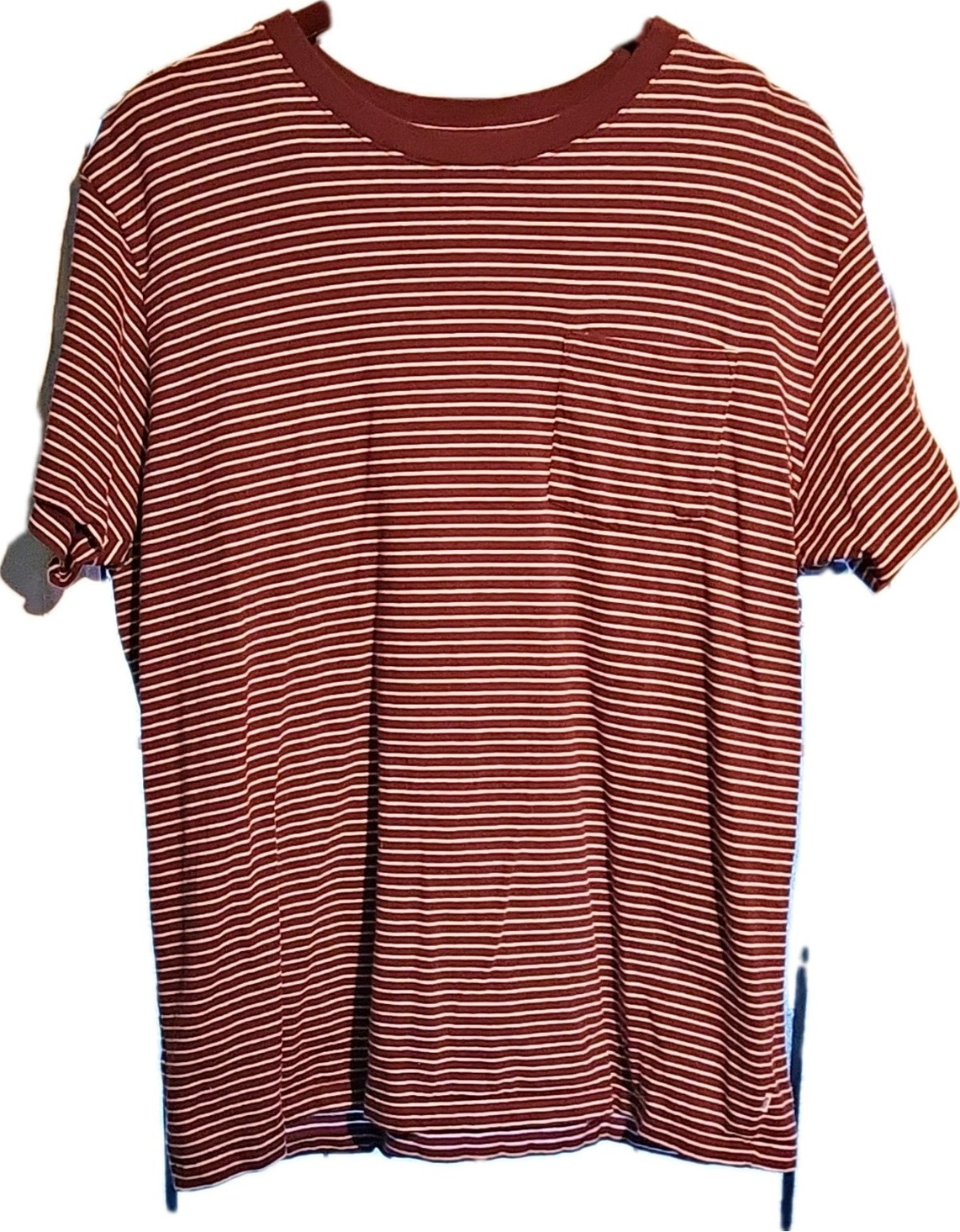 Katin Men's Red White Striped Pocket Crew Neck Short Sleeve Cotton T-Shirt XL