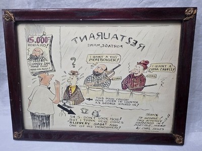 Vintage 1956 Cartoon Illustration ''Slippery Sam Horse Thief'' Artist Chas Skiles