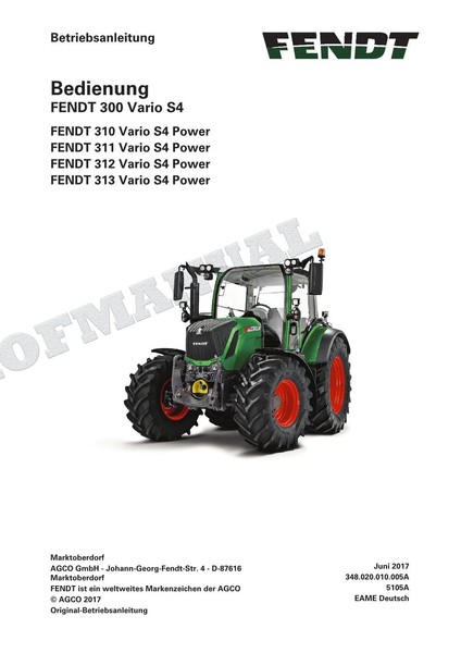 Fendt 300 310 311 312 313 Vario S4 Power Betriebsanleitung Bedienung 23/0101-image