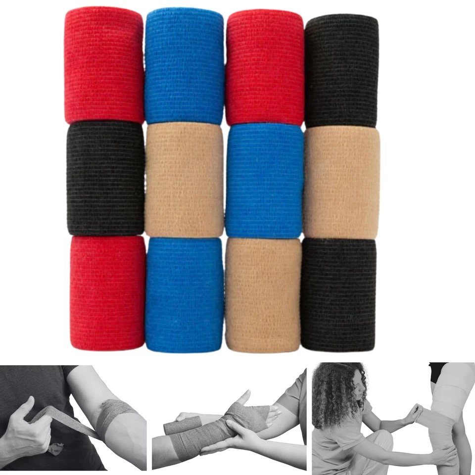 Selbstklebende Haftbandagen 7,5cmx4,5m axion/12er Mix-Set schwarz,beige,rot,blau - Bild 3 von 4