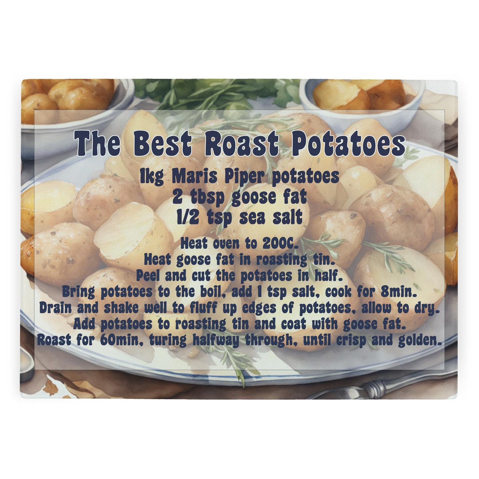 Novelty Christmas Glass Worktop Protector Cutting Board - Best Roast Potatoes