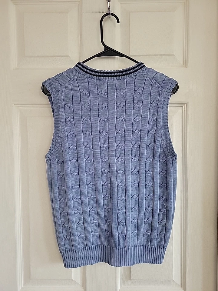 Colete Brooks Brothers 100% algodão feito em Hong Kong gola V masculino azul G - Imagem 2 de 4