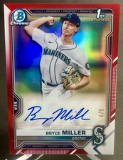 2021 Bowman Chrome 1st Auto Bryce Miller TRUE Red Refractor #CDA-BMI Mariners /5