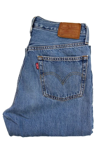 Levi's 501 / 36200 straight crop Big E women's jeans W27 L28 mid blue LEVK359