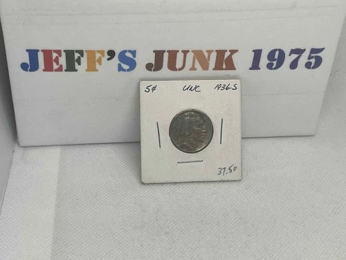 UNC 1936-S Buffalo Head Nickel 5 Cents Vintage Coin in sleeve