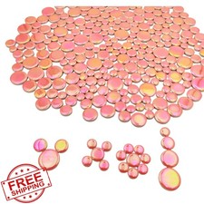 280PCS Iridescent Round Ceramic Mosaic Tiles 1.1LB Tangerine Craft Bulk