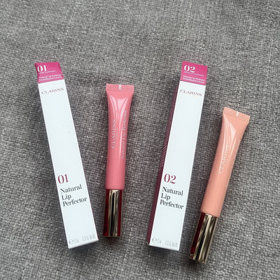 Clarins Natural Lip Perfector in 01 Rose Shimmer 12ml & 02 Apricot Shimmer 12ml