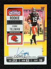 2023 Panini Contenders FOTL Goal Line Ticket 4/5 Cedric Tillman #104 Auto 2o0