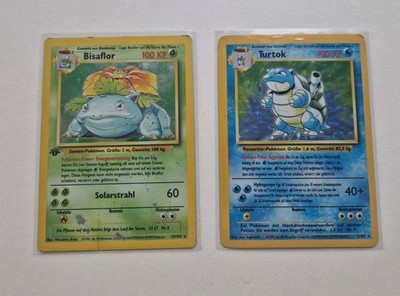 Pokemon Bisaflor 1st Edition 15/102 Holo Base Set + Turtok 2/102 vintage wotc
