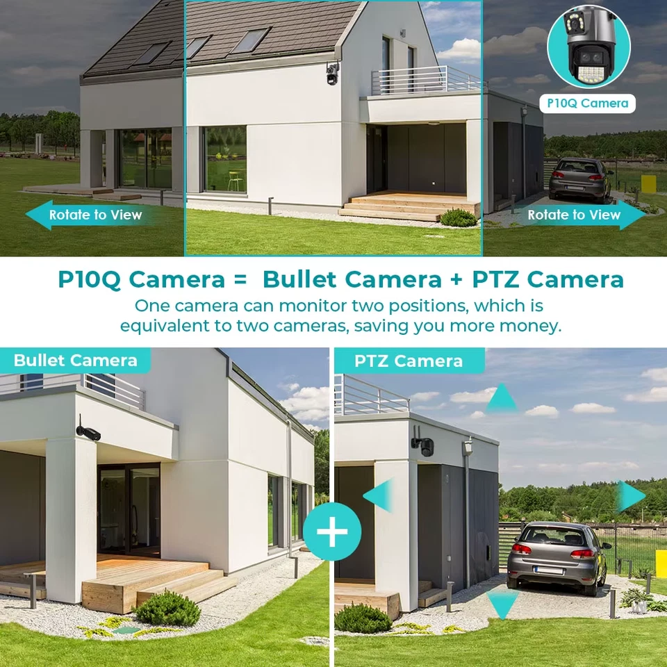 BESDER 9MP PTZ IP Camera Wifi 8X Digital Zoom Outdoor Dual Screens AI Auto Track - Image 3 of 4