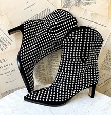 Anthropologie Dolce Vita Anzel Crystal Stud Boots Black Suede Sample 7 NEW