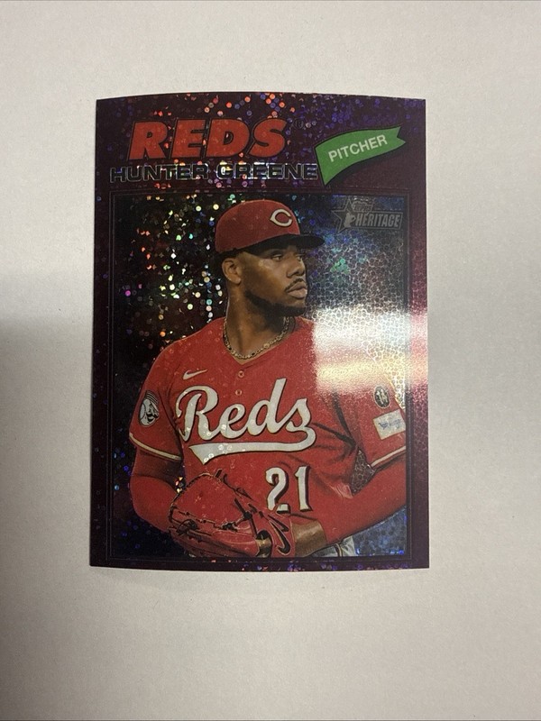 2026 Topps Heritage #53 HUNTER GREENE Cincinnati Reds - Burgundy Sparkle