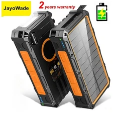 IP65 Solar Power Bank 20000mAh Fast Wireless PowerBank Built in Cable Solar Char