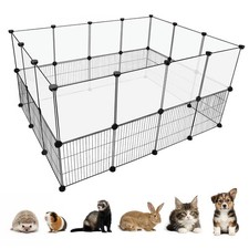 Pet Playpen Indoor, Transparent Clear  Wire Small Animal Playpen, 28 Panels 11