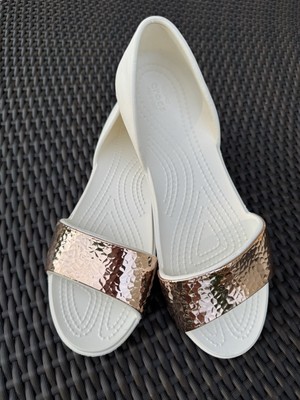 Crocs Sandalen, (Iconic Comfort) Größe 36-37 (W6), Weiß, Gold, selten! 