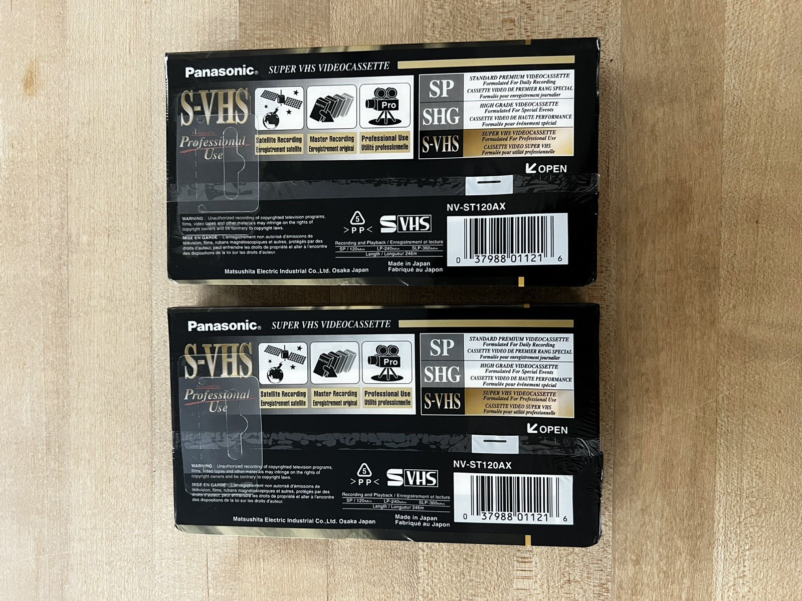 Panasonic Super-VHS Tape ST-120 6 Hours 2 Pack Sealed  New