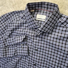 ETON Trunk Club Shirt 42 16.5 Large Slim Black Plaid Button Up Preppy Academia