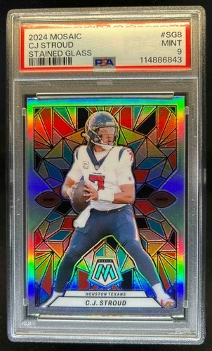 2024 Mosaic CJ Stroud Stained Glass #SG-8 Texans PSA 9