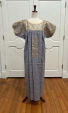 XL San Antonino Maxi Dress, Oaxaca Mexican dress. hand Embroidered. Silk Threads