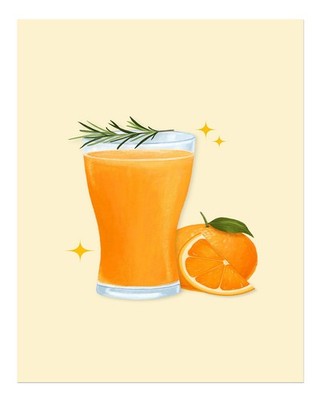 Erfrischendes Orangengetr�nk Wandkunst f�r K�che oder Caf� Illustrativ