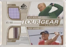 2021 SP GAME USED GOLF TOUR GEAR GOLD SHIRT RELIC JACK NICKLAUS TIGER WOODS /99
