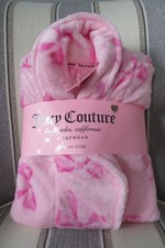 NWT JUICY COUTURE Plush Soft PINK BOWS 36" Bath LUXE ROBE  L/XL Pretty in Pink!