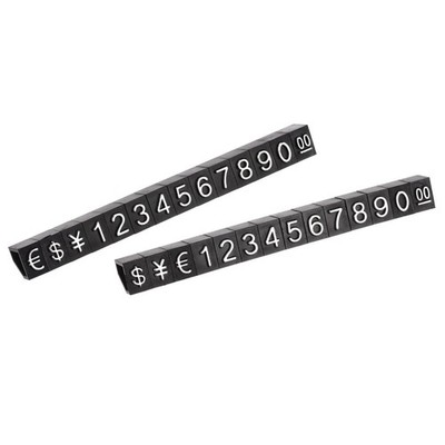 Adjustable Mini Cube Price Tag Display Number Silver on Black,6.3x9mm,10 set